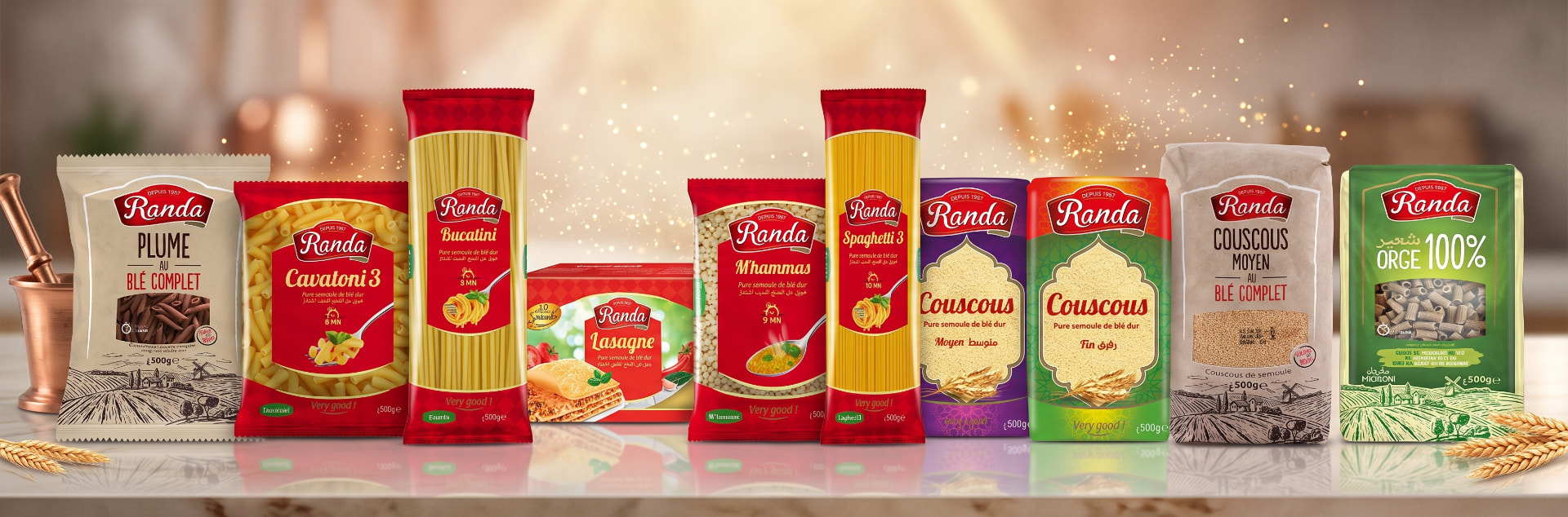 Gamme de produits Randa — pâtes et couscous